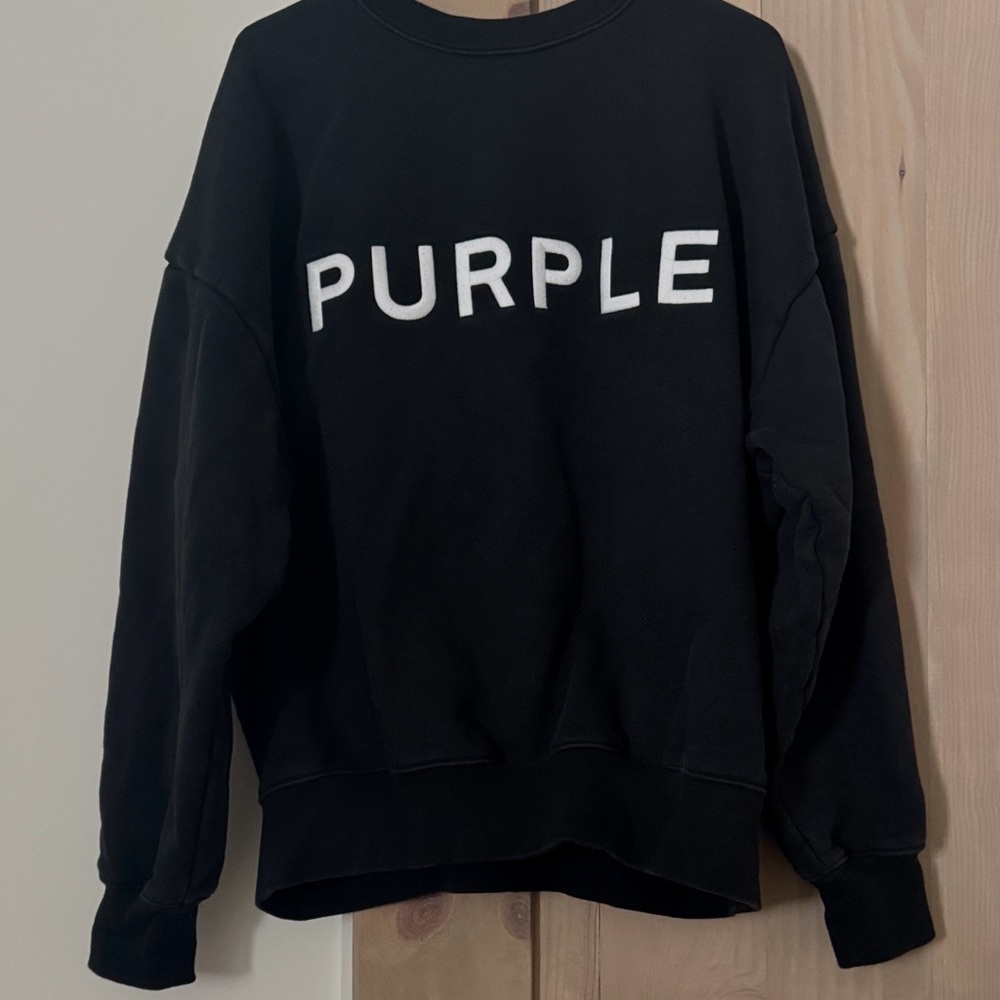 Purple Brand Black Logo Sweatshirt Pullover Crewneck